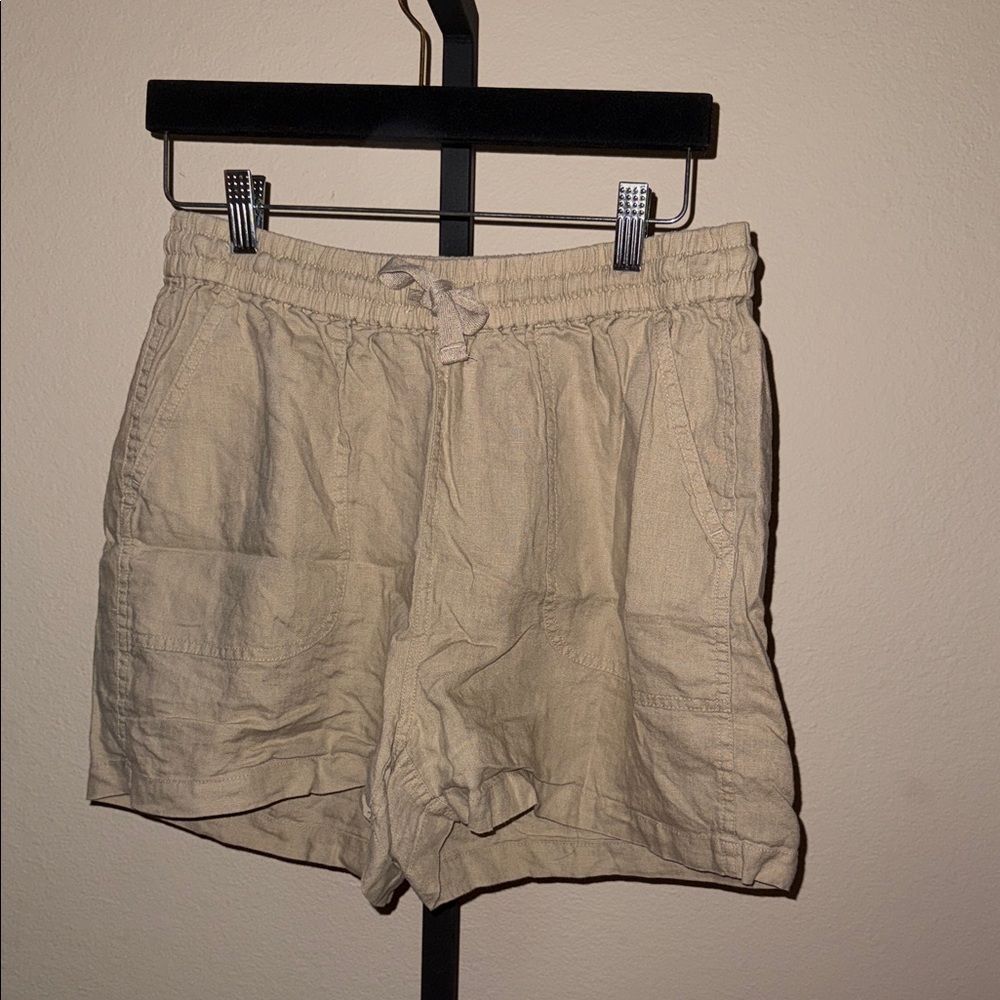 Quince Beige Cargo 100% Organic Linen Shorts Women’s Size M